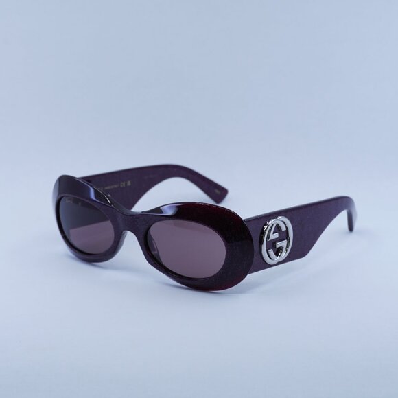🕶️ New Gucci GG1696S 003 Sunglasses -Violet Cosmic Glitter Frame, Violet Lenses